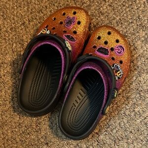 CROCS Kids Glitter Slippers - Orange and Black